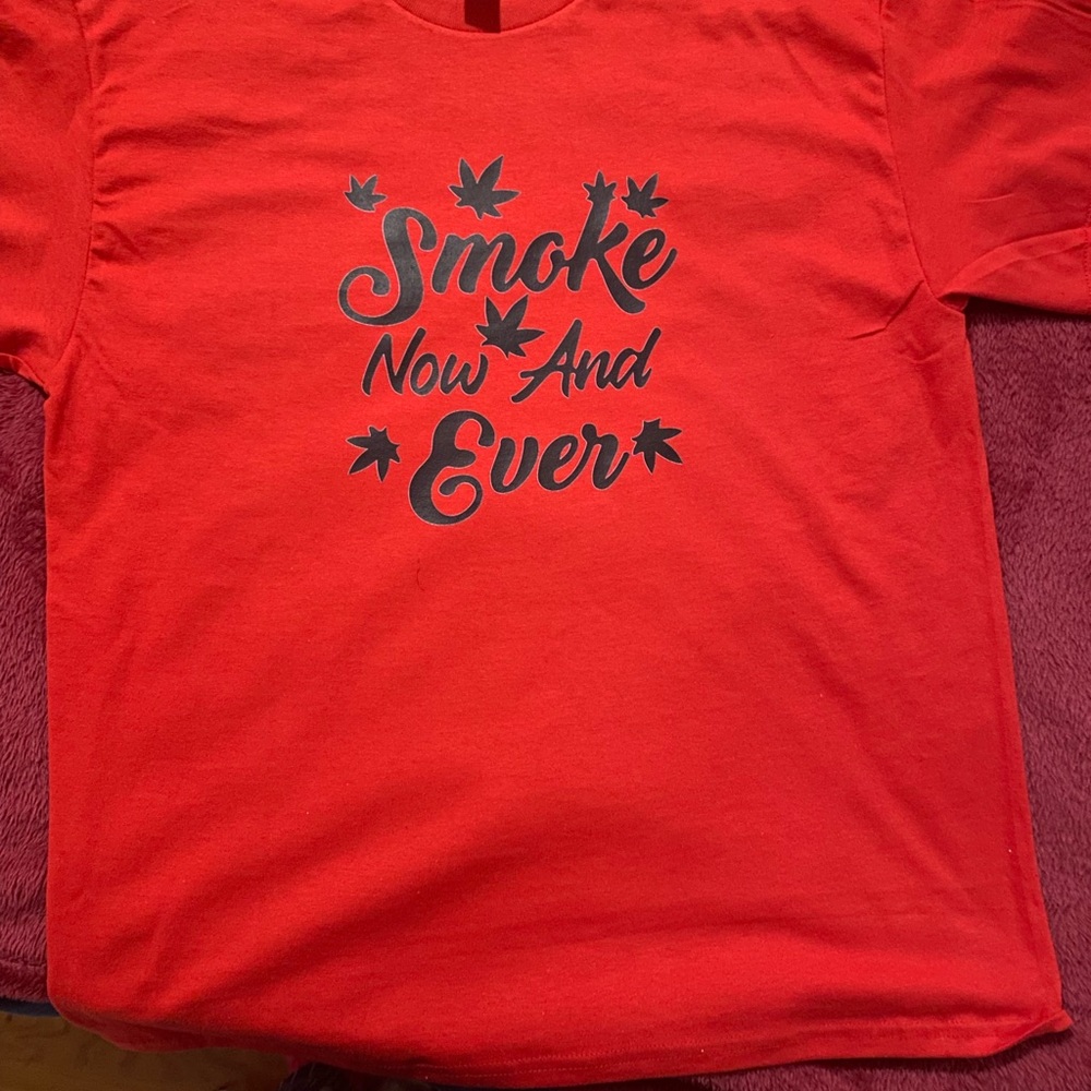 Vibrant Red Short Sleeve Tee with Charcoal Graphic